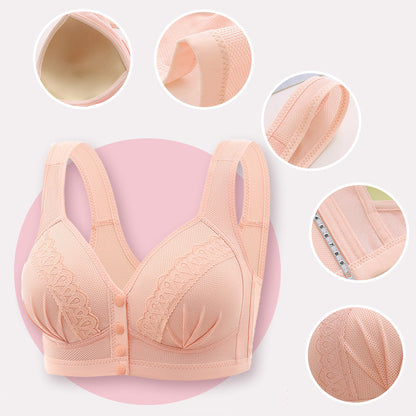 💥LAST DAY SALE ONLY $9.99!!💘CloudComfort™ Front-Button Cotton Bra – Breathable • Wire-Free • All-Day Support • Non-Padded & Skin-Friendly 🌿