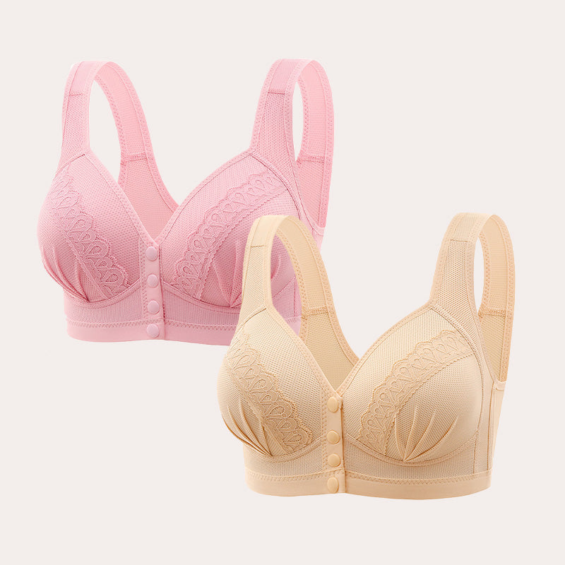 💥LAST DAY SALE ONLY $9.99!!💘CloudComfort™ Front-Button Cotton Bra – Breathable • Wire-Free • All-Day Support • Non-Padded & Skin-Friendly 🌿
