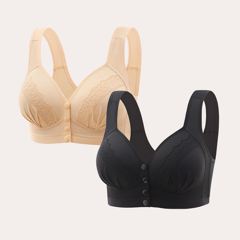 💥LAST DAY SALE ONLY $9.99!!💘CloudComfort™ Front-Button Cotton Bra – Breathable • Wire-Free • All-Day Support • Non-Padded & Skin-Friendly 🌿