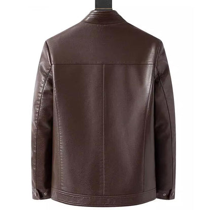 🧥 50% OFF NOW! ❄️ Men's Warm Plush Lining Leather Jacket - Windproof & Stylish, Perfect for Cold Weather Outings ✨