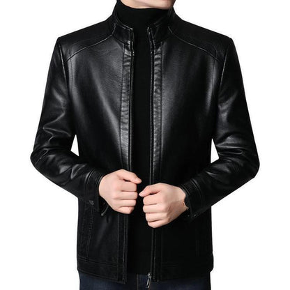 🧥 50% OFF NOW! ❄️ Men's Warm Plush Lining Leather Jacket - Windproof & Stylish, Perfect for Cold Weather Outings ✨