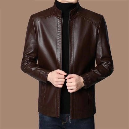🧥 50% OFF NOW! ❄️ Men's Warm Plush Lining Leather Jacket - Windproof & Stylish, Perfect for Cold Weather Outings ✨