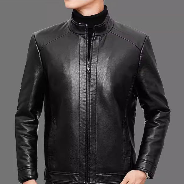 🧥 50% OFF NOW! ❄️ Men's Warm Plush Lining Leather Jacket - Windproof & Stylish, Perfect for Cold Weather Outings ✨