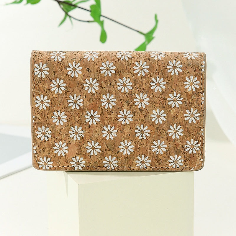 Cork PU Retro Printing Flap Cover Wallet