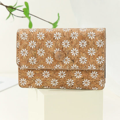 Cork PU Retro Printing Flap Cover Wallet