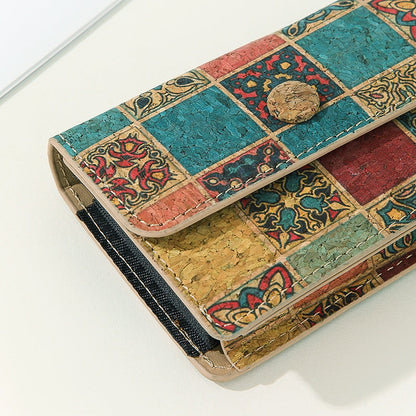 Cork PU Retro Printing Flap Cover Wallet