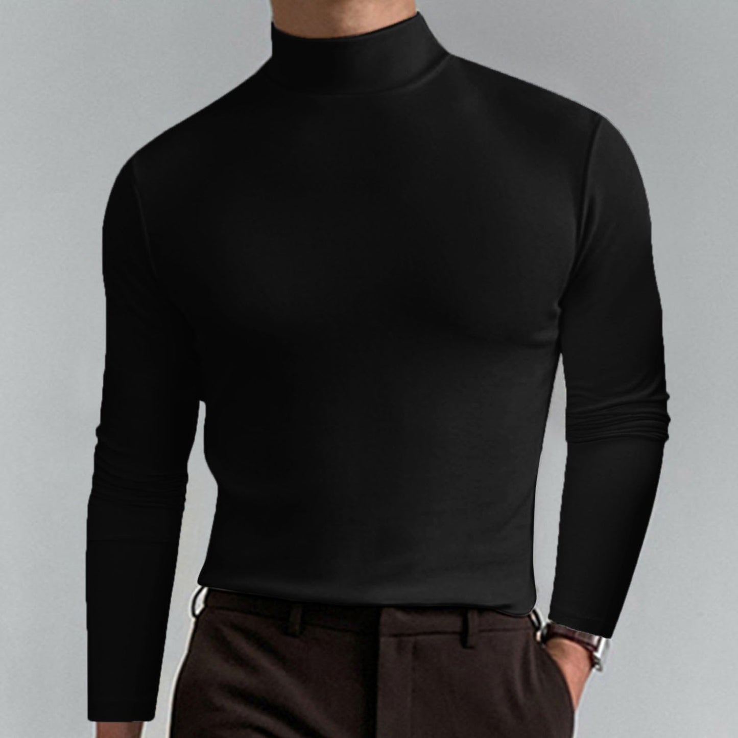 Ultimate Comfort Men's High Neck T-Shirt – Stretch, Breathable, Slim Fit for Gym & Daily Wear!