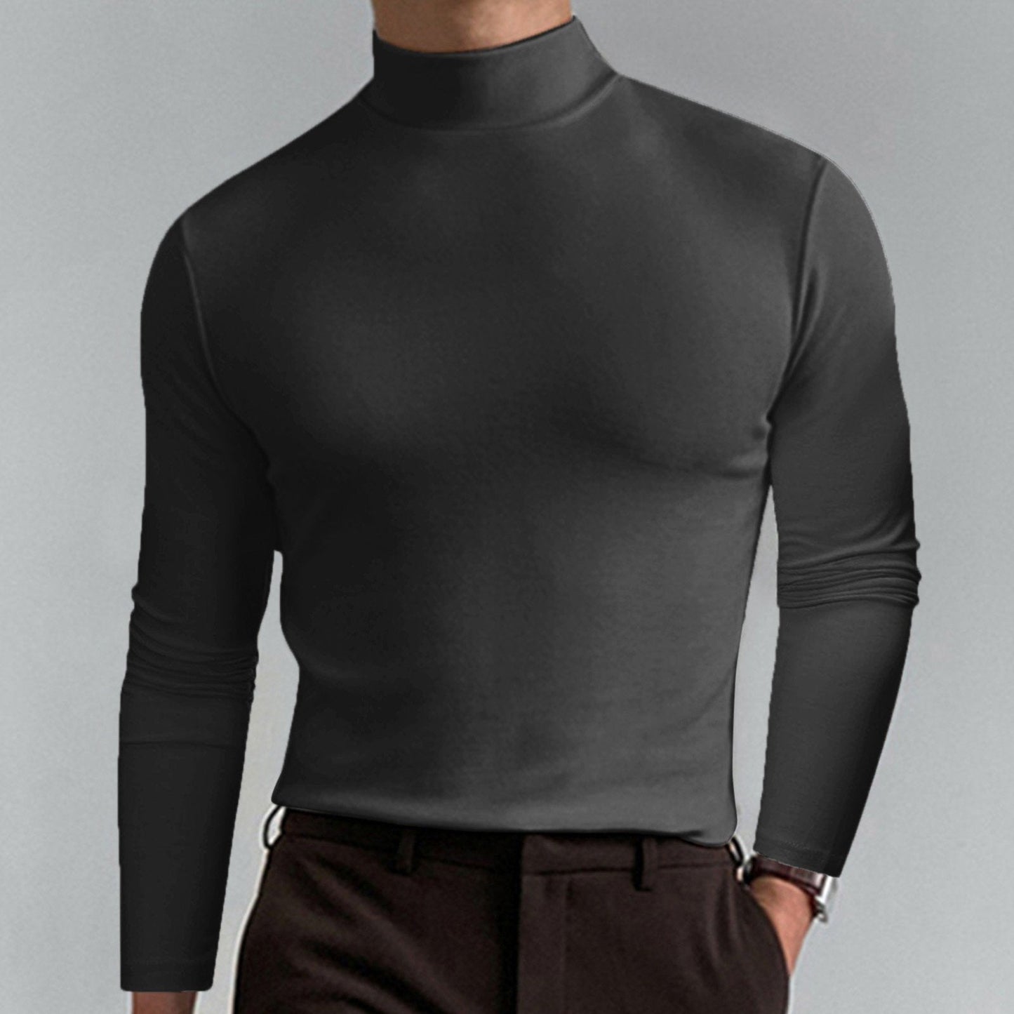 Ultimate Comfort Men's High Neck T-Shirt – Stretch, Breathable, Slim Fit for Gym & Daily Wear!