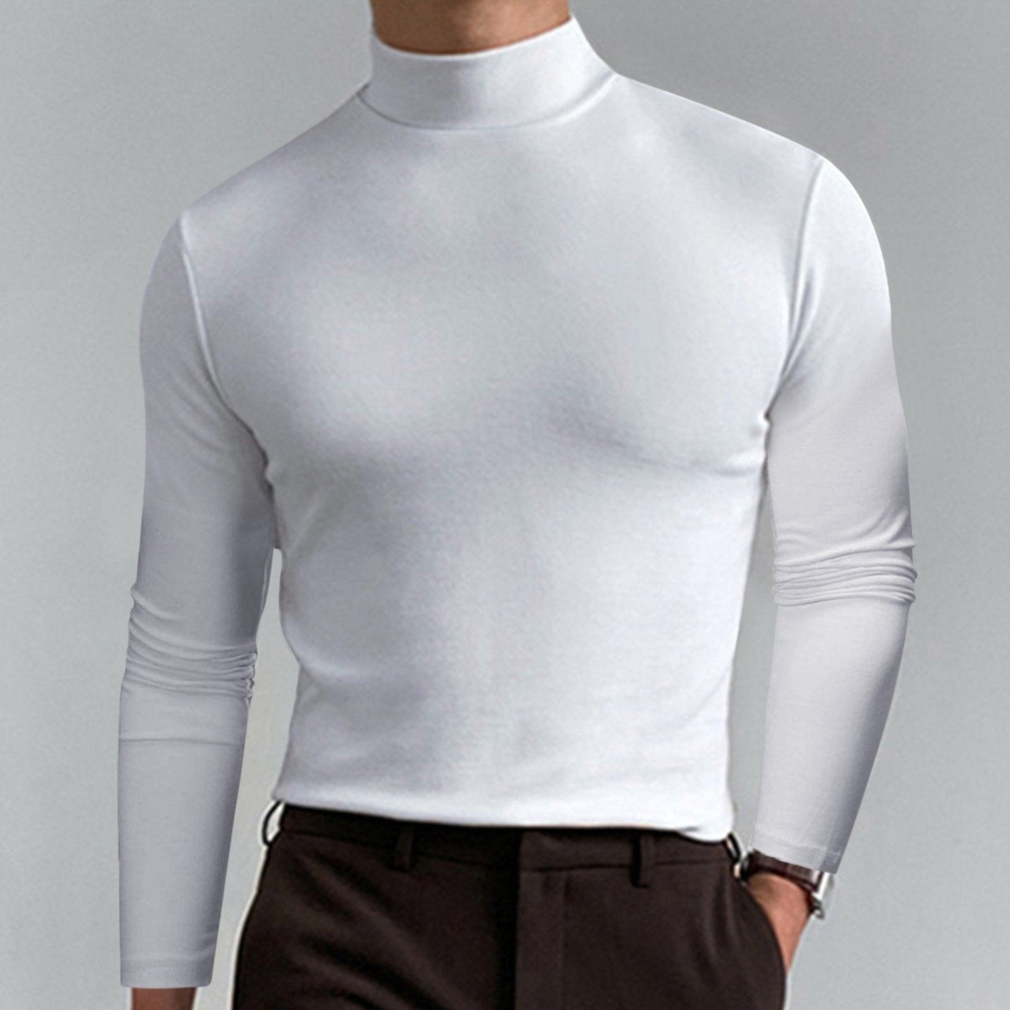 Ultimate Comfort Men's High Neck T-Shirt – Stretch, Breathable, Slim Fit for Gym & Daily Wear!