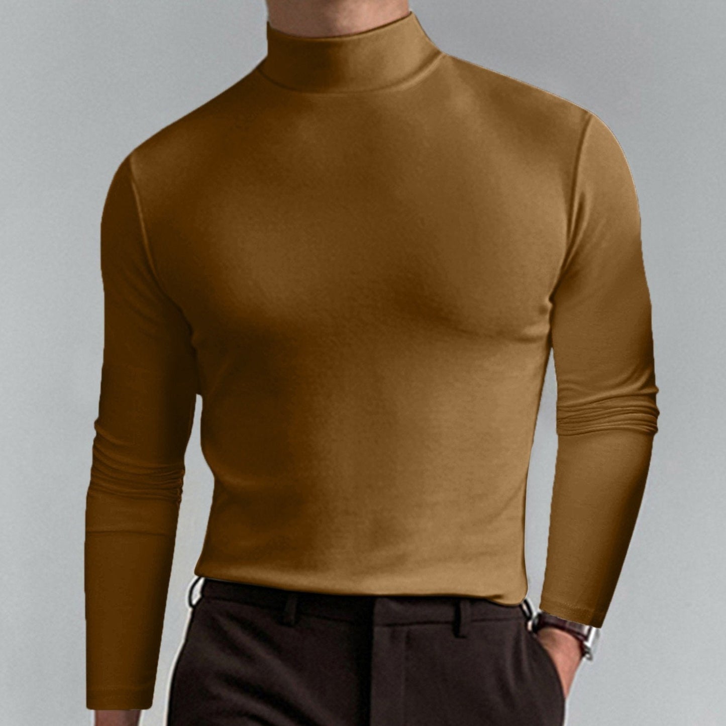 Ultimate Comfort Men's High Neck T-Shirt – Stretch, Breathable, Slim Fit for Gym & Daily Wear!