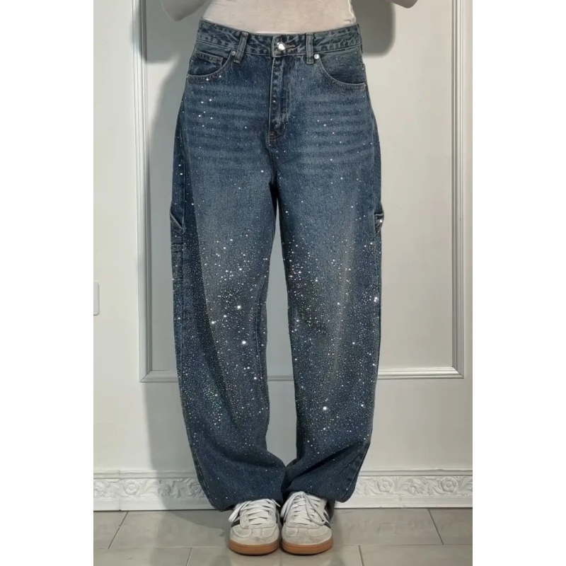 🔥Limited-time offer-Rhinestone-Embellished Straight-Leg Jeans