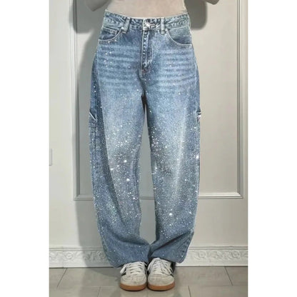 🔥Limited-time offer-Rhinestone-Embellished Straight-Leg Jeans