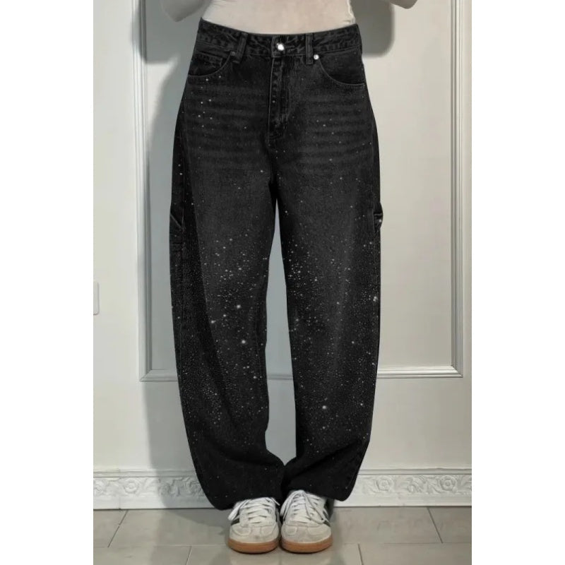 🔥Limited-time offer-Rhinestone-Embellished Straight-Leg Jeans