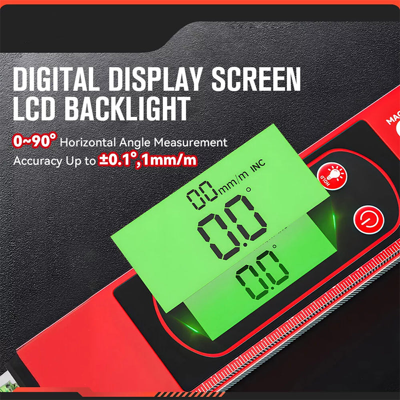📏 Multi-Function Magnetic Level with LCD Digital Display – High Precision for Construction & DIY ⚡