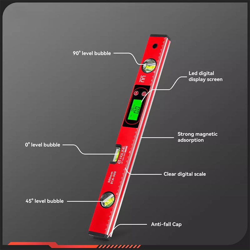📏 Multi-Function Magnetic Level with LCD Digital Display – High Precision for Construction & DIY ⚡