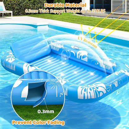 🥳2026 HOT SALE🥳💞50K+ SOLD!😎💦 50% OFF! Inflatable Tanning Pool Lounger – Smart spray cools you automatically. Detachable pillow, cup holders & safety handles. Holds 2 adults (350lb). Perfect for garden or beach! 🏖️🌞