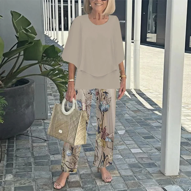 🔥LAST DAY SALE - 49% OFF🔥Women’s Printed Pants and Crew Neck Top Set