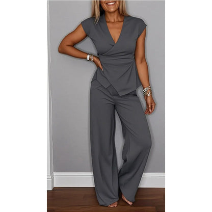🎉 Last Day Promotion-50% OFF🔥💋Women's Elegant V-Neck Top & Pants Set