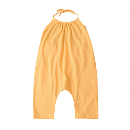 Girls' Soft Casual Backless Jumpsuit