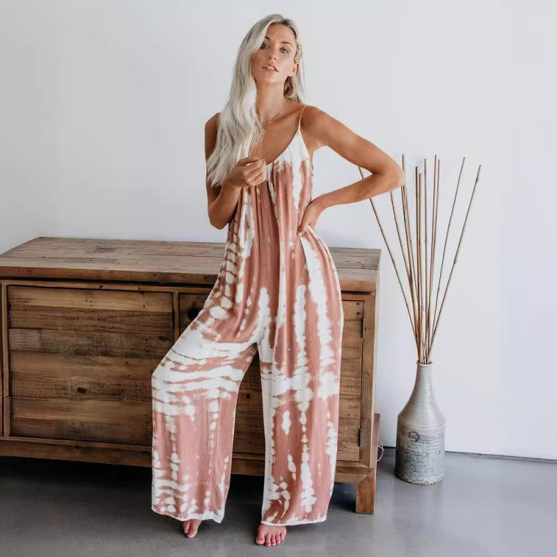 🔥Summer Hot Sale 60% OFF💝✨Women's Fashion Spaghetti Strap Printed Jumpsuit