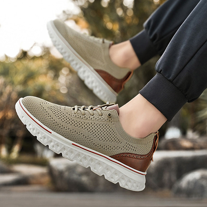 Fliwos Men’s Breathable Lightweight Knit Patchwork Sneakers