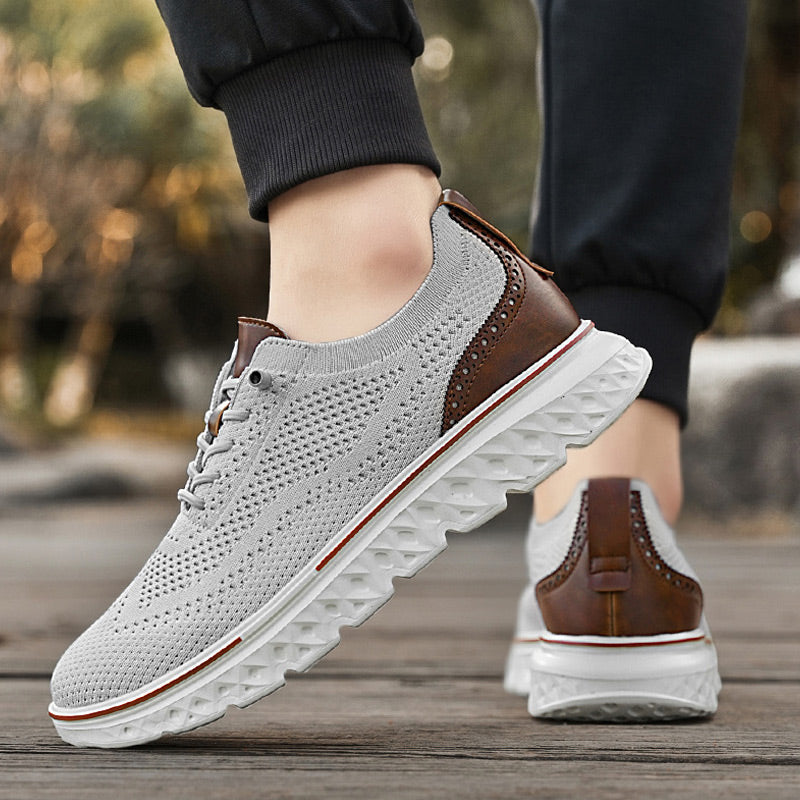 Fliwos Men’s Breathable Lightweight Knit Patchwork Sneakers