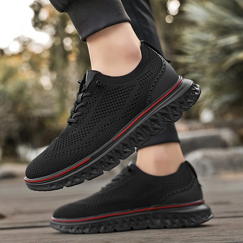 Fliwos Men’s Breathable Lightweight Knit Patchwork Sneakers