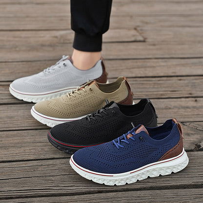 Fliwos Men’s Breathable Lightweight Knit Patchwork Sneakers