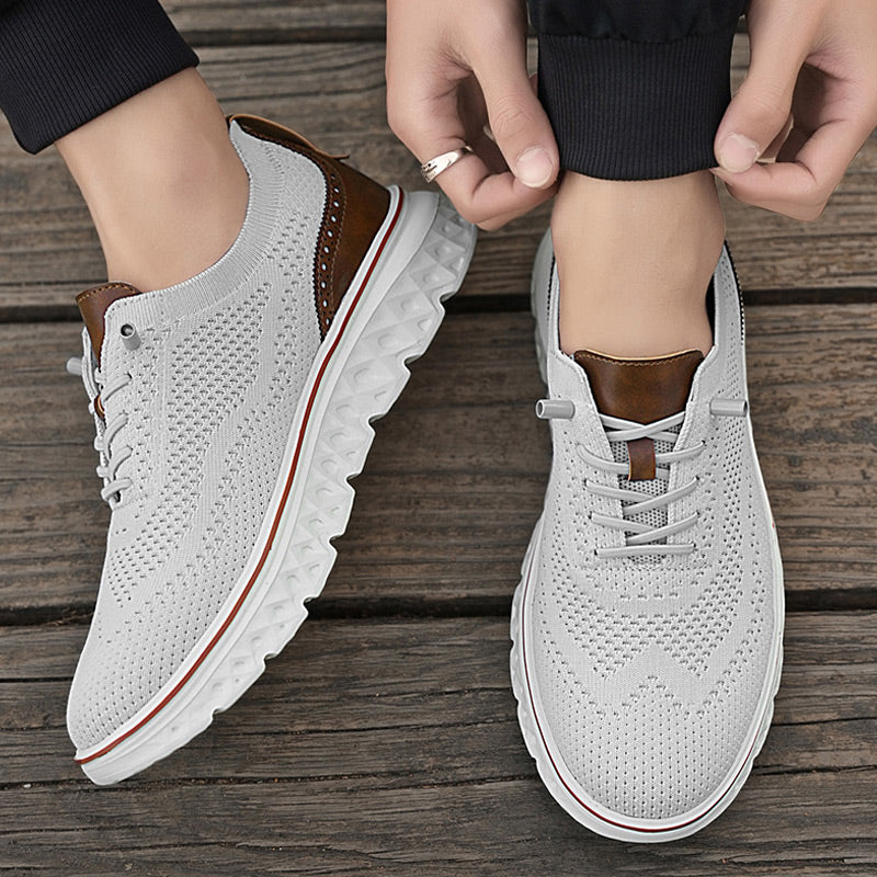 Fliwos Men’s Breathable Lightweight Knit Patchwork Sneakers
