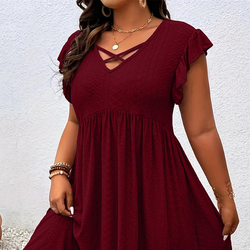 ✨LIMITED-TIME 50% OFF! 👗 Women's V-Neck Ruffle Trim Dress