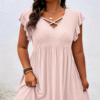 ✨LIMITED-TIME 50% OFF! 👗 Women's V-Neck Ruffle Trim Dress