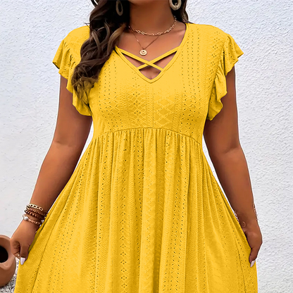 ✨LIMITED-TIME 50% OFF! 👗 Women's V-Neck Ruffle Trim Dress