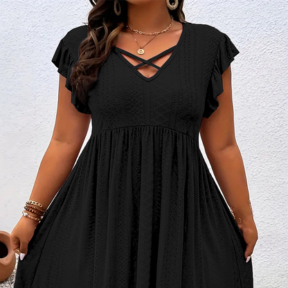 ✨LIMITED-TIME 50% OFF! 👗 Women's V-Neck Ruffle Trim Dress