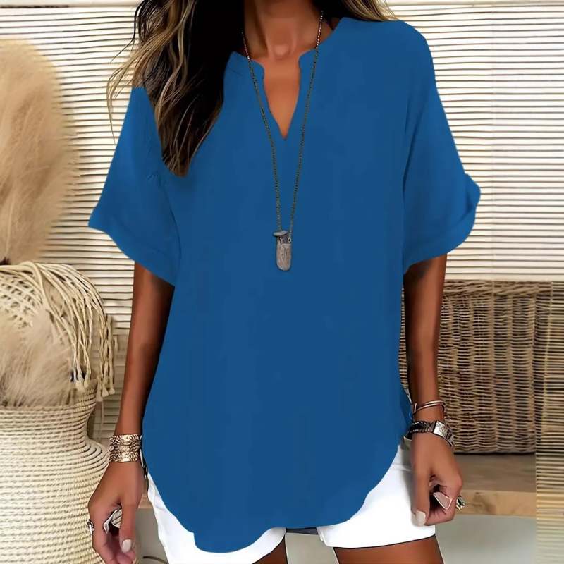 🌸Spring sale: 50% off👕Stylish top in plain fabric with short sleeves