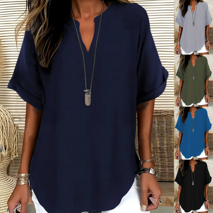🌸Spring sale: 50% off👕Stylish top in plain fabric with short sleeves