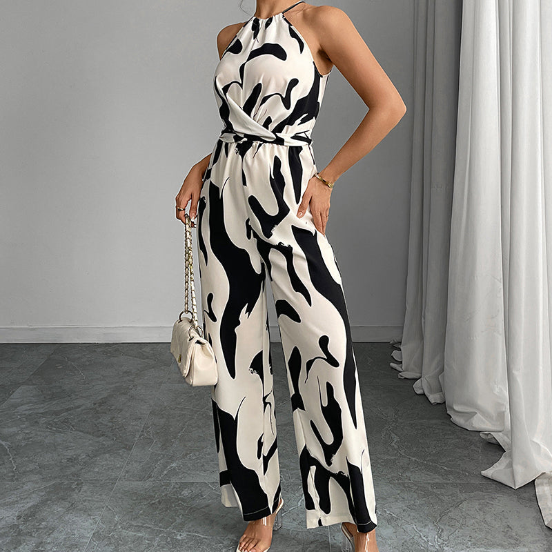 🎁New arrival 50% OFF💥Fashion Color-Blocking Halter Jumpsuit
