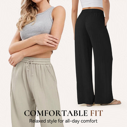 🔥🔥LAST DAY SALE 50% OFF👍✨ Lightweight Linen Pants Solid Color Drawstring Casual Pants -🥰Breathable & Skin-Friendly
