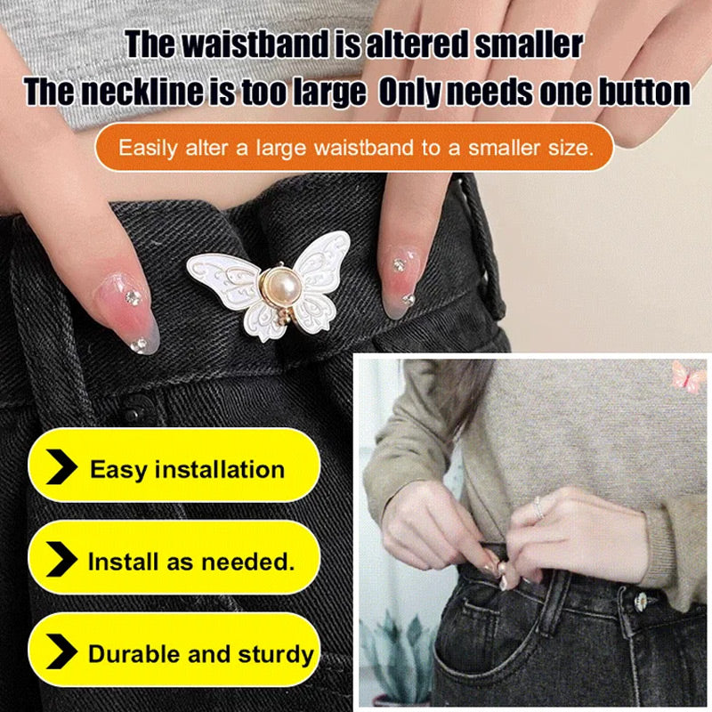 🌸🦋 LAST DAY! BUY 1 GET 1 FREE 🎁💜 Removable Butterfly Waist Adjustment Buckle – No‑Tool, Adjustable Fit for Jeans, Skirts & Dresses, Creates Hourglass Shape ✨👗💃