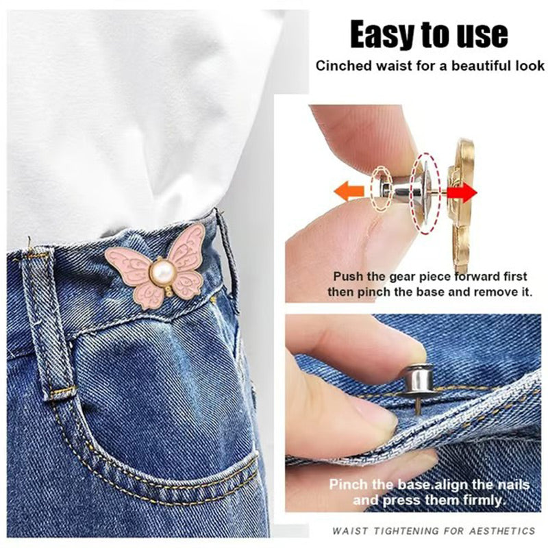 🌸🦋 LAST DAY! BUY 1 GET 1 FREE 🎁💜 Removable Butterfly Waist Adjustment Buckle – No‑Tool, Adjustable Fit for Jeans, Skirts & Dresses, Creates Hourglass Shape ✨👗💃