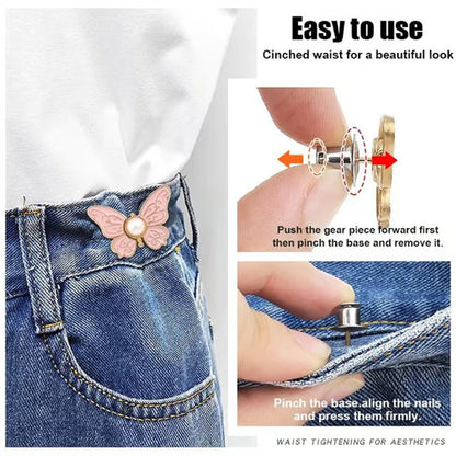 🌸🦋 LAST DAY! BUY 1 GET 1 FREE 🎁💜 Removable Butterfly Waist Adjustment Buckle – No‑Tool, Adjustable Fit for Jeans, Skirts & Dresses, Creates Hourglass Shape ✨👗💃