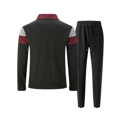 Trendy Men's Two-Piece Set - Color-Block Jacket & Pants