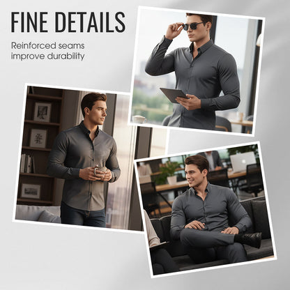 ⏰Men's Solid Color Lapel Long Sleeve Button-Down Shirts