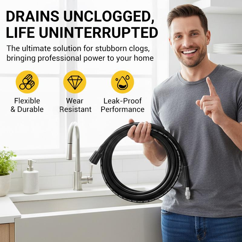 🚿 HOT SALE! ⚡ High-Pressure Sewer Jetter Hose with Nozzle – Strong Pressure Cleaning, Flexible & Durable, Anti-Kink Design, Universal Compatibility for Pipeline & Sewer Unblocking 🛠️