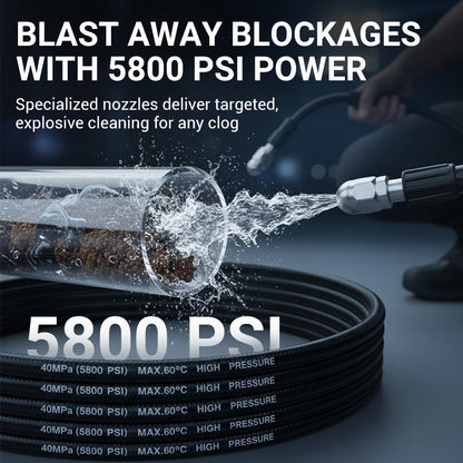 🚿 HOT SALE! ⚡ High-Pressure Sewer Jetter Hose with Nozzle – Strong Pressure Cleaning, Flexible & Durable, Anti-Kink Design, Universal Compatibility for Pipeline & Sewer Unblocking 🛠️