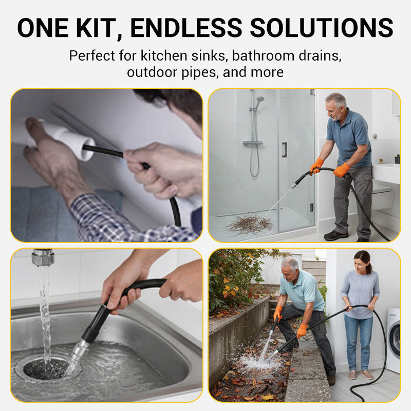 🚿 HOT SALE! ⚡ High-Pressure Sewer Jetter Hose with Nozzle – Strong Pressure Cleaning, Flexible & Durable, Anti-Kink Design, Universal Compatibility for Pipeline & Sewer Unblocking 🛠️