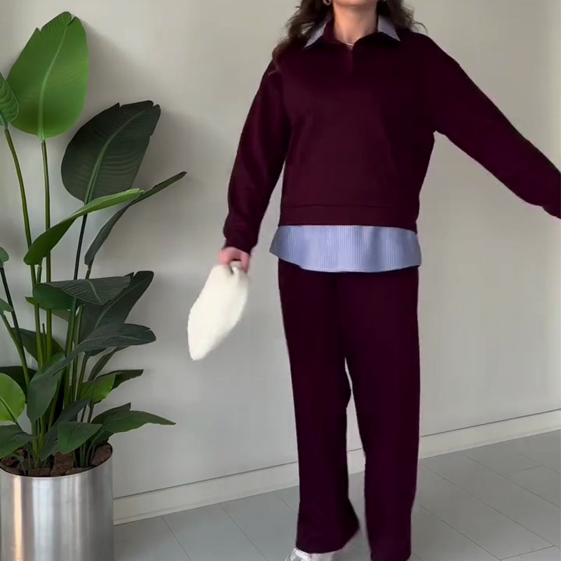 ⏳Limited-time offer⏰ Women's casual two-piece set with long sleeves, top and pants.