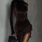 Women's Elegant Asymmetrical Lace Trim Dress