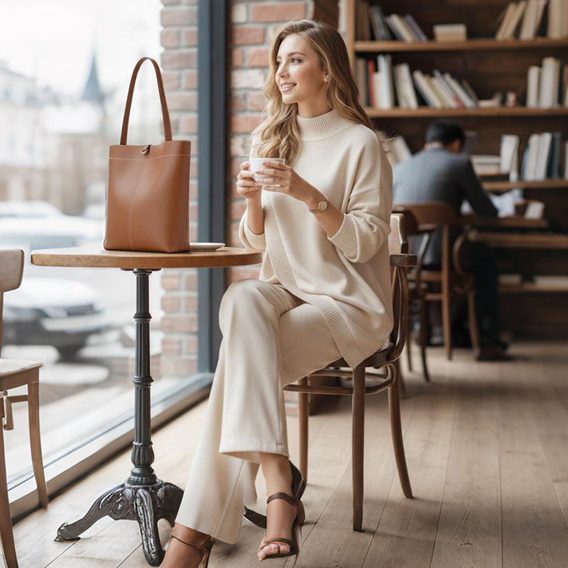🔥 50% OFF! NEW! Women's 2-piece set – Asymmetrical sweater + wide-leg pants, relaxed fit and soft fabric, ultra comfortable 👚✨