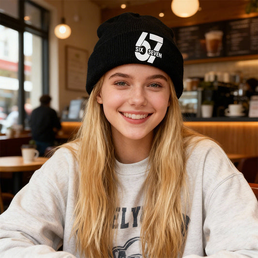 Comfortable & Warm Number 67 Graphic Beanie