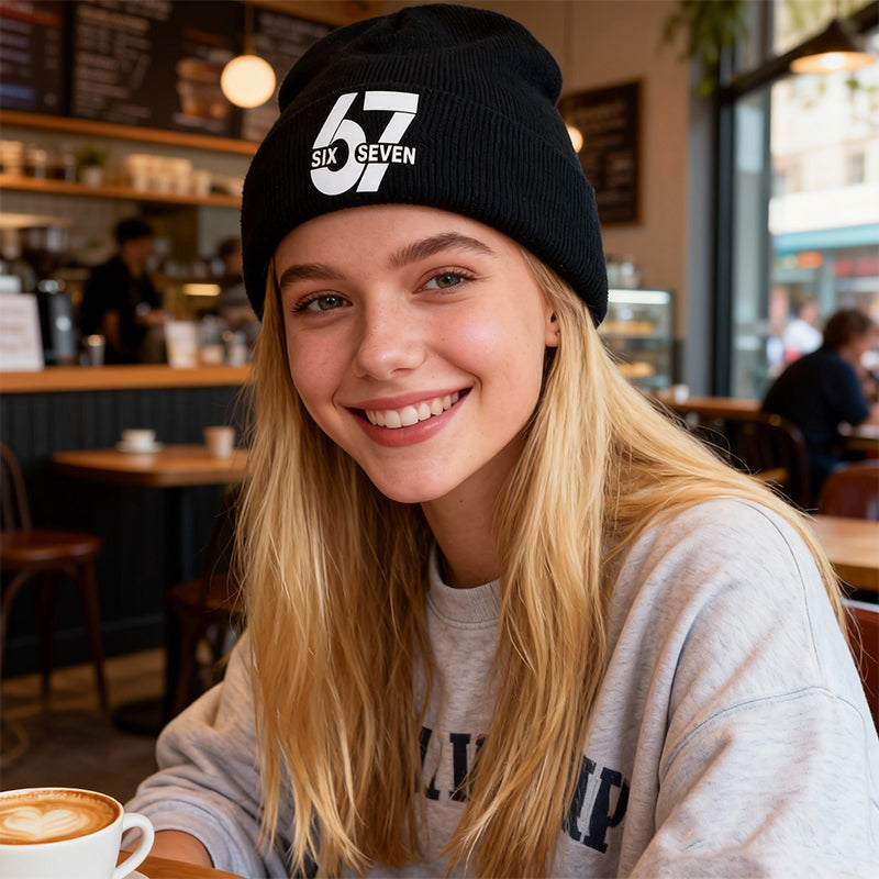 Comfortable & Warm Number 67 Graphic Beanie